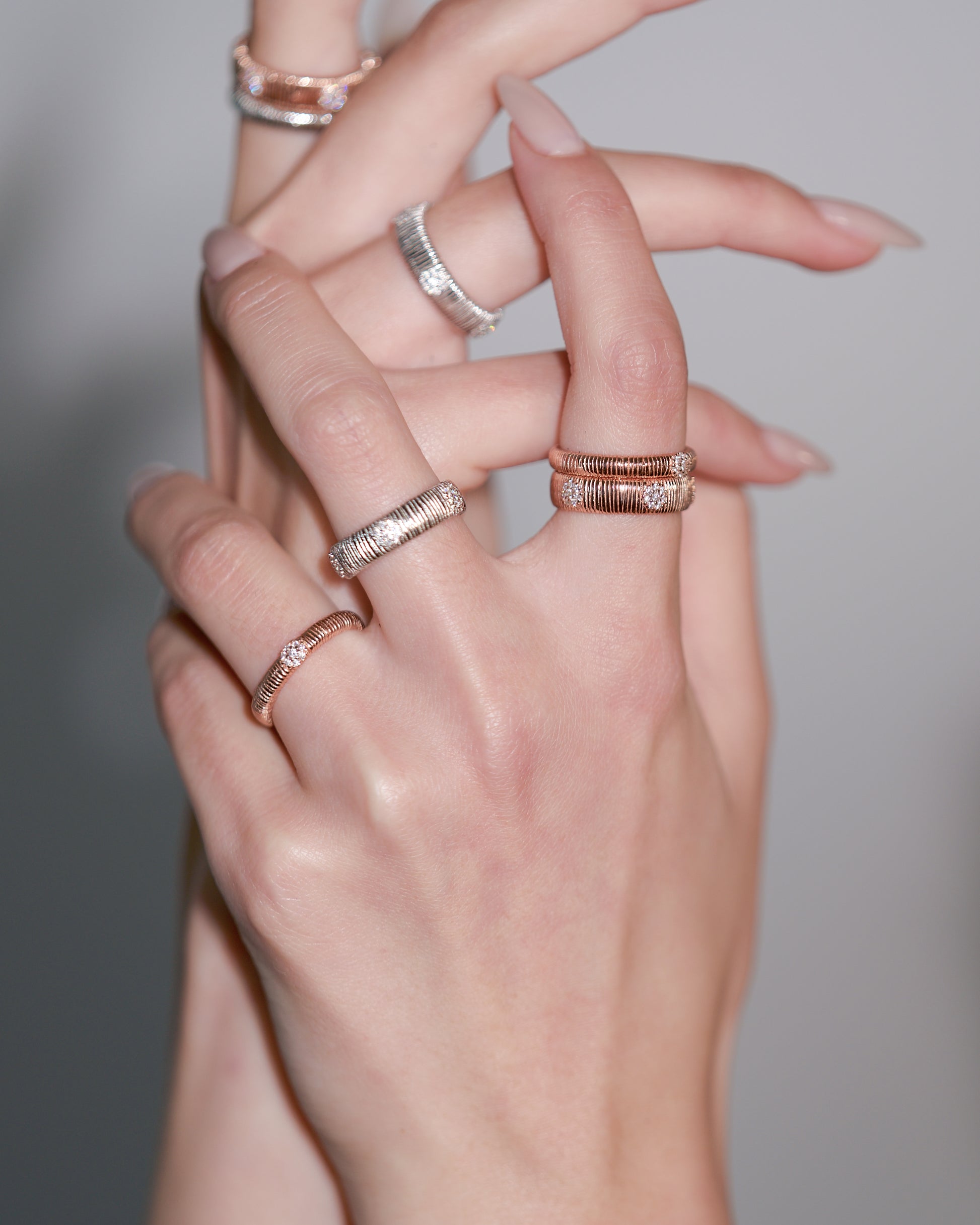 REFLET D'EAU RING LARGE MODEL - RHODIUM